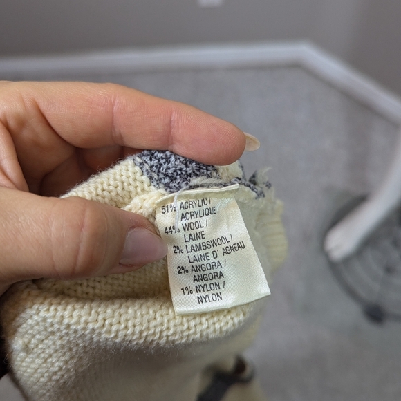 Vintage René Derhy Cat Sweater M Cream Wool Blend Knit 80s 90s France Novelty Ki - Picture 8 of 10